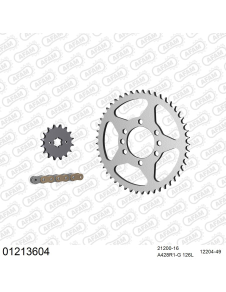 Kit chaine 428 AFAM - Couronne acier - Type de chaine au choix - YAMAHA DT 125 LC-3 1985-1988