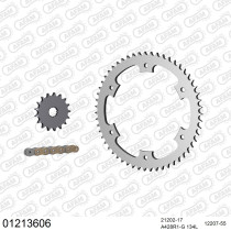 Kit chaine 428 AFAM - Couronne acier - Type de chaine au choix - YAMAHA DT 125 R 1988