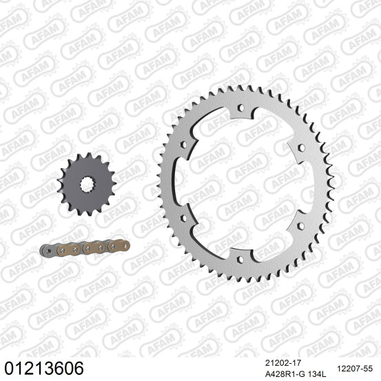 Kit chaine 428 AFAM - Couronne acier - Type de chaine au choix - YAMAHA DT 125 R 1988