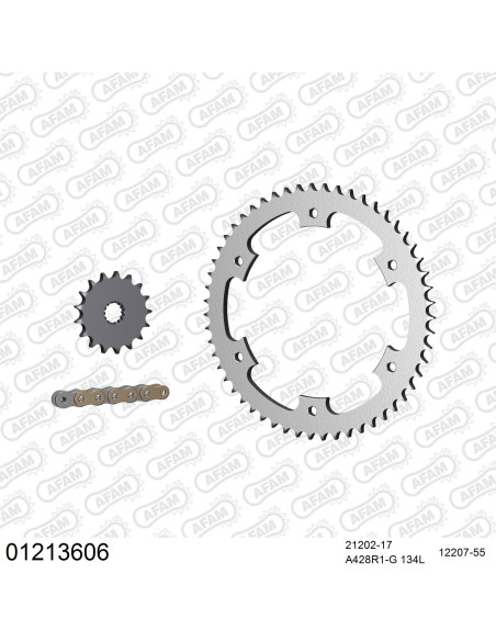 Kit chaine 428 AFAM - Couronne acier - Type de chaine au choix - YAMAHA DT 125 R 1988