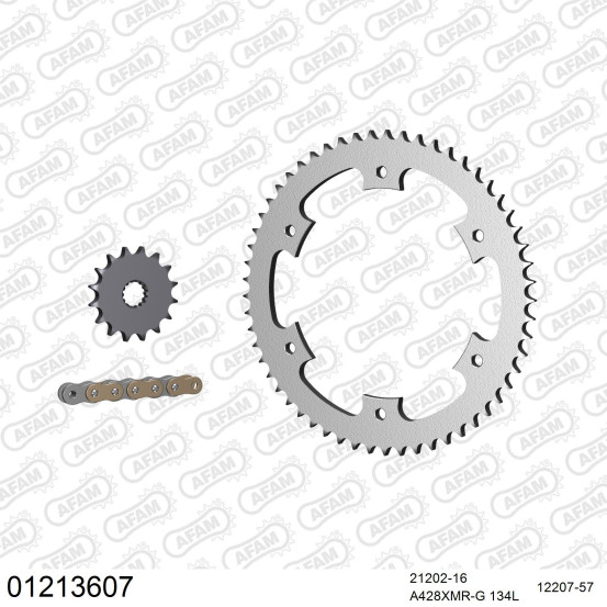 Kit chaine 428 AFAM - Couronne acier - Type de chaine au choix - YAMAHA DT 125 R / DTR E 1999-2007