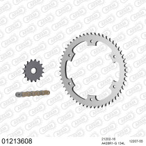 Kit chaine 428 AFAM - Couronne acier - Type de chaine au choix - YAMAHA DT 125 R 1989-1992