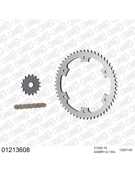 Kit chaine 428 AFAM - Couronne acier - Type de chaine au choix - YAMAHA DT 125 R 1989-1992