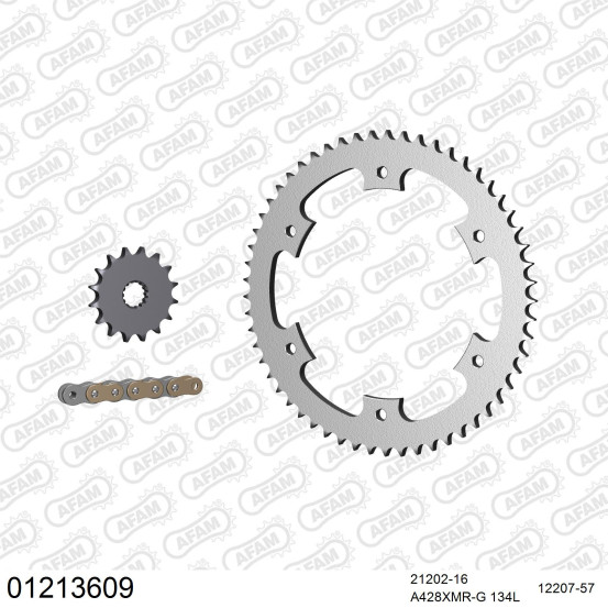 Kit chaine 428 AFAM - Couronne acier - Type de chaine au choix - YAMAHA DT 125 X 2005-2006