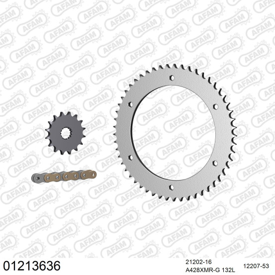 Kit chaine 428 AFAM - Couronne acier - Type de chaine au choix - YAMAHA TDR 125 BELGARDA 1989-1993