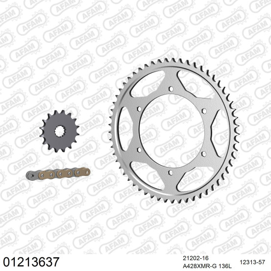 Kit chaine 428 AFAM - Couronne acier - Type de chaine au choix - YAMAHA TDR 125 DELTABOX 1994-2003
