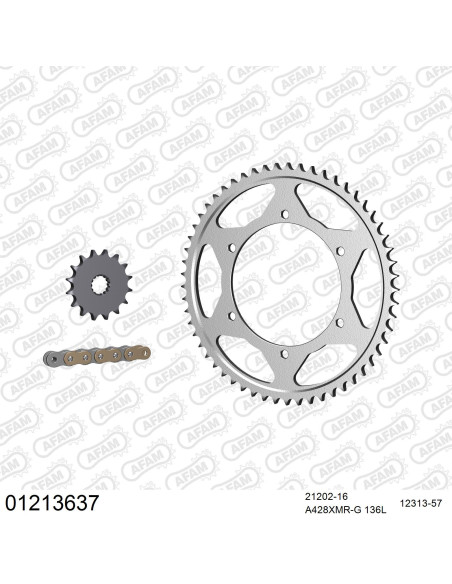 Kit chaine 428 AFAM - Couronne acier - Type de chaine au choix - YAMAHA TDR 125 DELTABOX 1994-2003