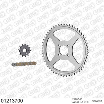 Kit chaine 428 AFAM - Couronne acier - Type de chaine au choix - YAMAHA TT 125 R grandes roues 2000-2001