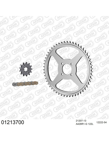 Kit chaine 428 AFAM - Couronne acier - Type de chaine au choix - YAMAHA TT 125 R grandes roues 2000-2001
