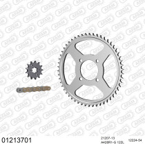 Kit chaine 428 AFAM - Couronne acier - Type de chaine au choix - YAMAHA TT 125 R grandes roues 2002-2021