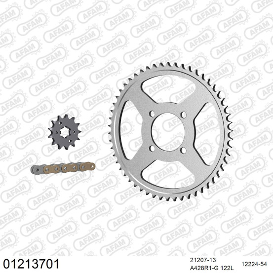 Kit chaine 428 AFAM - Couronne acier - Type de chaine au choix - YAMAHA TT 125 R grandes roues 2002-2021