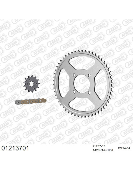 Kit chaine 428 AFAM - Couronne acier - Type de chaine au choix - YAMAHA TT 125 R grandes roues 2002-2021