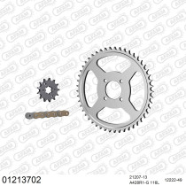 Kit chaine 428 AFAM - Couronne acier - Type de chaine au choix - YAMAHA TTR 125 petites roues 2000-2001