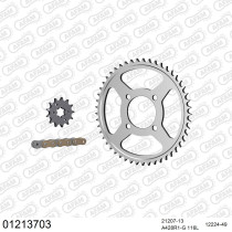 Kit chaine 428 AFAM - Couronne acier - Type de chaine au choix - YAMAHA TTR 125 petites roues 2002-2009