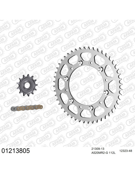 Kit chaine 520 AFAM - Couronne acier - Type de chaine au choix - YAMAHA YZ 125 2005-2021
