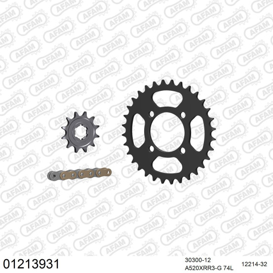 Kit chaine 520 AFAM - Couronne acier - Type de chaine au choix - YAMAHA 125 BREEZE 1989-2004