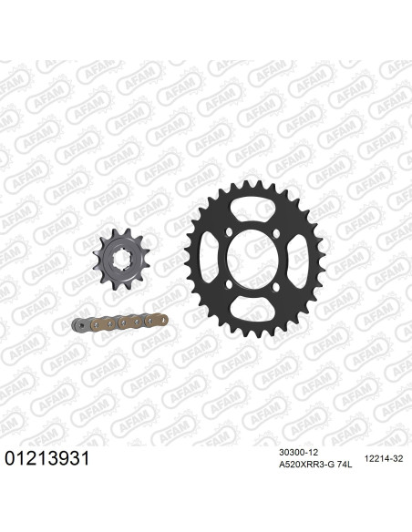 Kit chaine 520 AFAM - Couronne acier - Type de chaine au choix - YAMAHA 125 BREEZE 1989-2004
