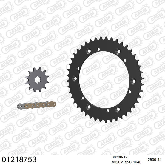 Kit chaine 520 AFAM - Couronne acier - Type de chaine au choix - YAMAHA IT 175 1982-1983