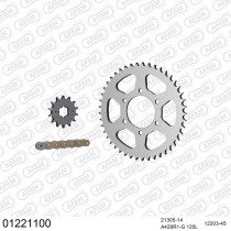 Kit chaine 428 AFAM - Couronne acier - Type de chaine au choix - YAMAHA TW 200 E 1989-1994