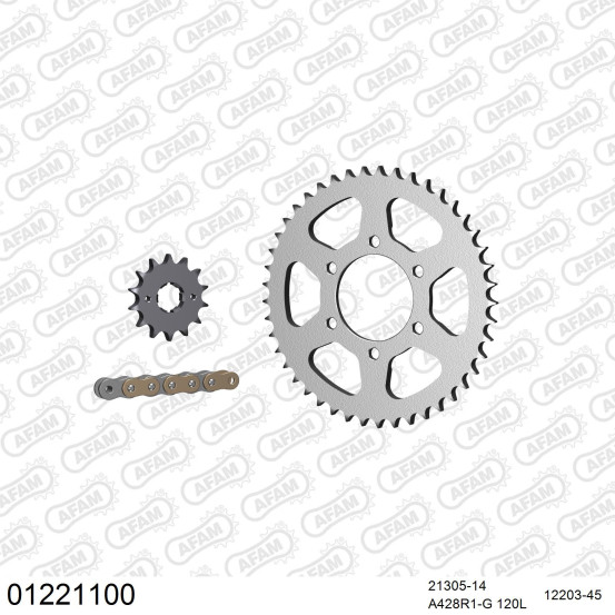 Kit chaine 428 AFAM - Couronne acier - Type de chaine au choix - YAMAHA TW 200 E 1989-1994