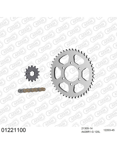 Kit chaine 428 AFAM - Couronne acier - Type de chaine au choix - YAMAHA TW 200 E 1989-1994