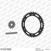 Kit chaine 520 AFAM - Couronne acier - Type de chaine au choix - YAMAHA DT 200 R 1988-1995