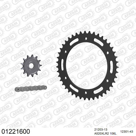Kit chaine 520 AFAM - Couronne acier - Type de chaine au choix - YAMAHA DT 200 R 1988-1995