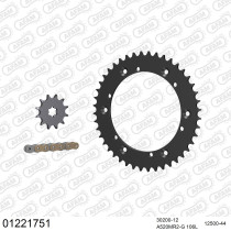 Kit chaine 520 AFAM - Couronne acier - Type de chaine au choix - YAMAHA IT 200 1984-1986