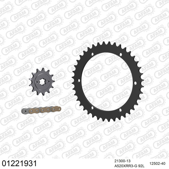 Kit chaine 520 AFAM - Couronne acier - Type de chaine au choix - YAMAHA YFS 200 BLASTER 1988-2006