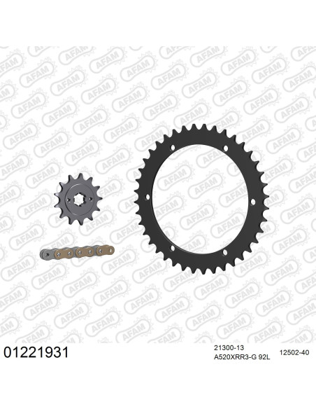 Kit chaine 520 AFAM - Couronne acier - Type de chaine au choix - YAMAHA YFS 200 BLASTER 1988-2006