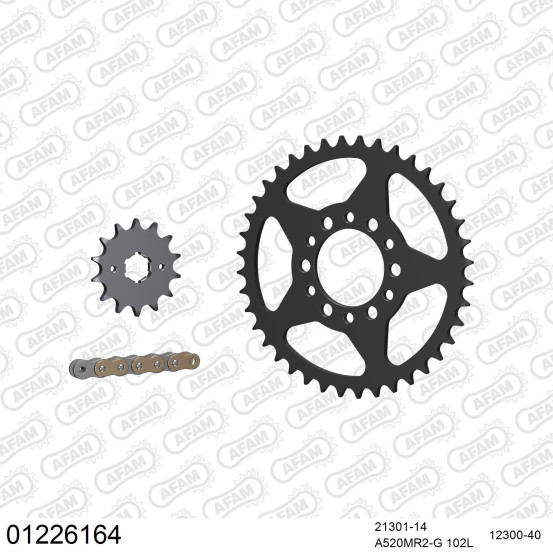 Kit chaine 520 AFAM - Couronne acier - Type de chaine au choix - YAMAHA SR 250 (ESP) 1988-1990