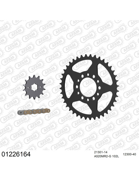 Kit chaine 520 AFAM - Couronne acier - Type de chaine au choix - YAMAHA SR 250 (ESP) 1988-1990