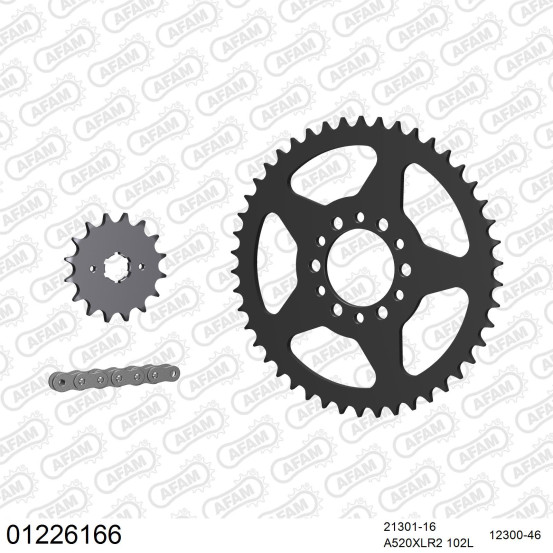 Kit chaine 520 AFAM - Couronne acier - Type de chaine au choix - YAMAHA SR 250 4GR1 / 2 / 3 / 4 1991-1995