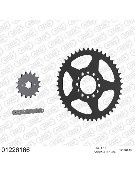 Kit chaine 520 AFAM - Couronne acier - Type de chaine au choix - YAMAHA SR 250 4GR1 / 2 / 3 / 4 1991-1995