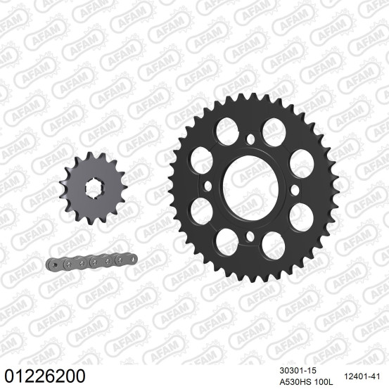 Kit chaine 530 AFAM - Couronne acier - Type de chaine au choix - YAMAHA XS 250 1979-1981