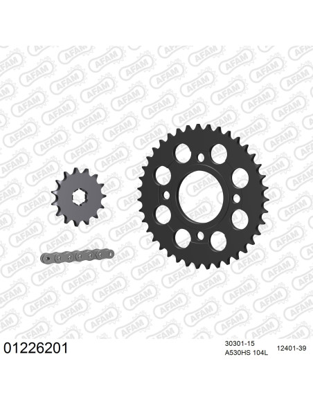 Kit chaine 530 AFAM - Couronne acier - Type de chaine au choix - YAMAHA XS 250 SE / SF 1979-1982