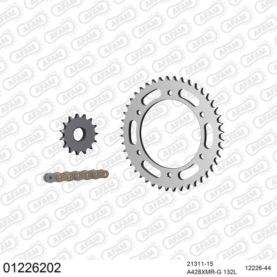Kit chaine 428 AFAM - Couronne acier - Type de chaine au choix - YAMAHA 250 YBR 2007-2012