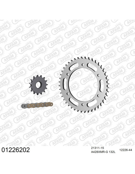Kit chaine 428 AFAM - Couronne acier - Type de chaine au choix - YAMAHA 250 YBR 2007-2012