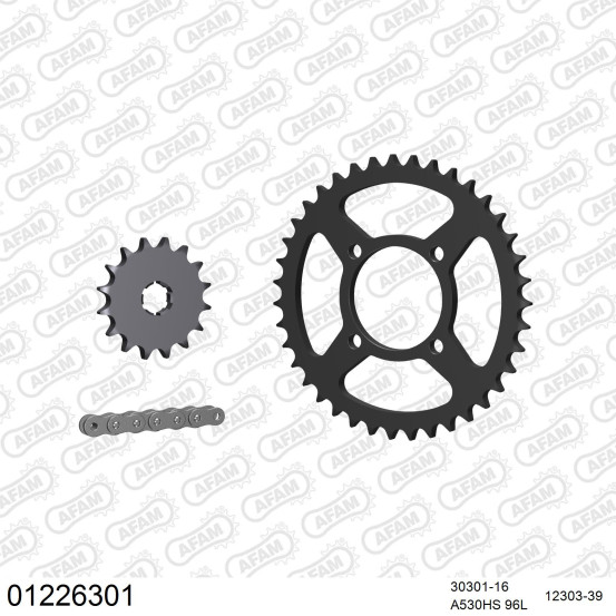 Kit chaine 530 AFAM - Couronne acier - Type de chaine au choix - YAMAHA RD 250 DX D 1977-1978