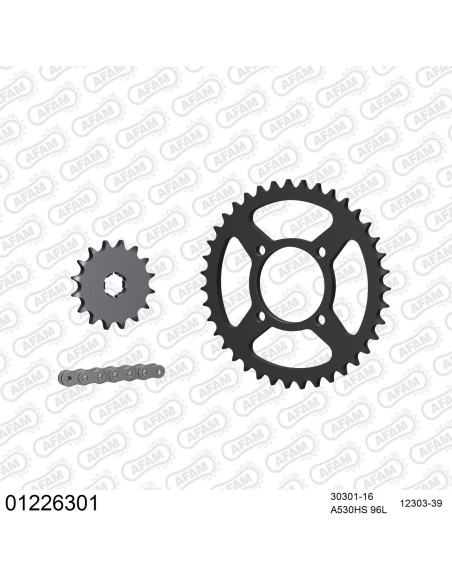 Kit chaine 530 AFAM - Couronne acier - Type de chaine au choix - YAMAHA RD 250 DX D 1977-1978