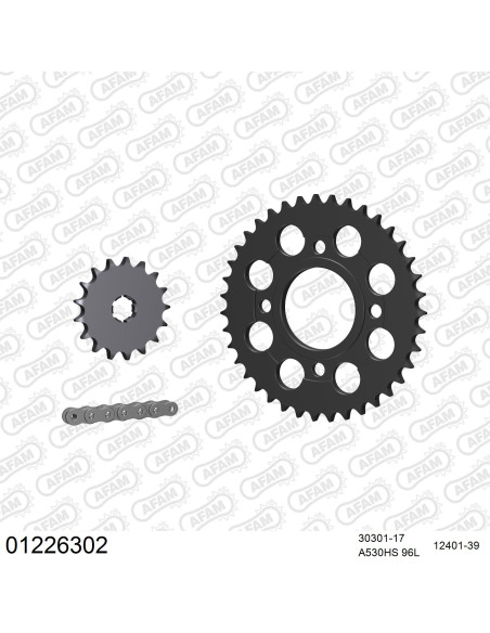 Kit chaine 530 AFAM - Couronne acier - Type de chaine au choix - YAMAHA RD 250 DX 1979-1980
