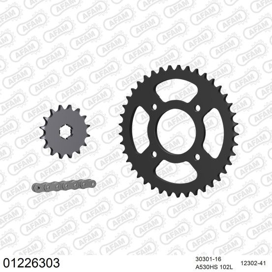 Kit chaine 530 AFAM - Couronne acier - Type de chaine au choix - YAMAHA RD 250 LC 1980-1986