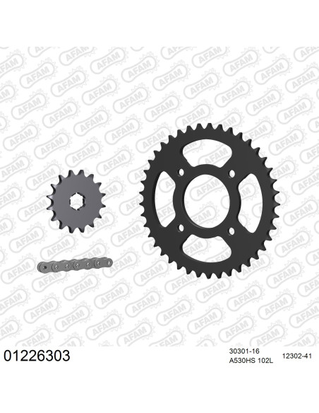 Kit chaine 530 AFAM - Couronne acier - Type de chaine au choix - YAMAHA RD 250 LC 1980-1986
