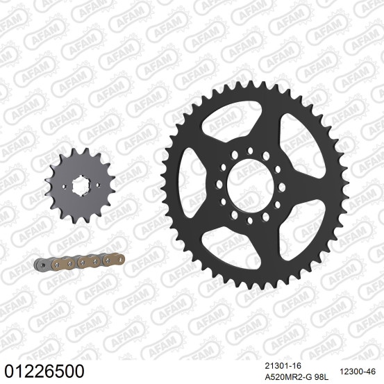 Kit chaine 520 AFAM - Couronne acier - Type de chaine au choix - YAMAHA XT 250 1980-1983