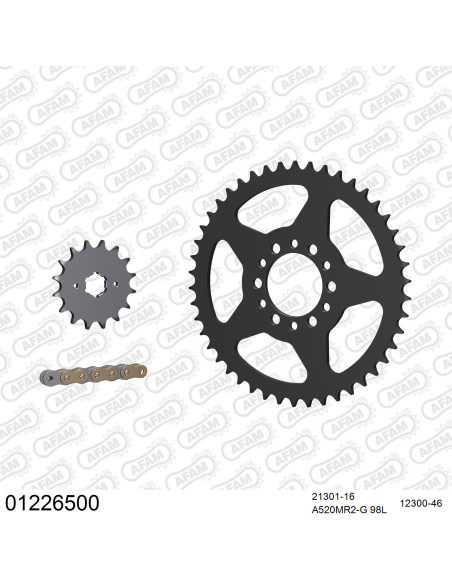 Kit chaine 520 AFAM - Couronne acier - Type de chaine au choix - YAMAHA XT 250 1980-1983