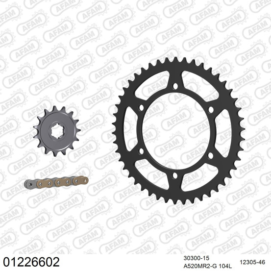 Kit chaine 520 AFAM - Couronne acier - Type de chaine au choix - YAMAHA DT 250 MX 1980-1982
