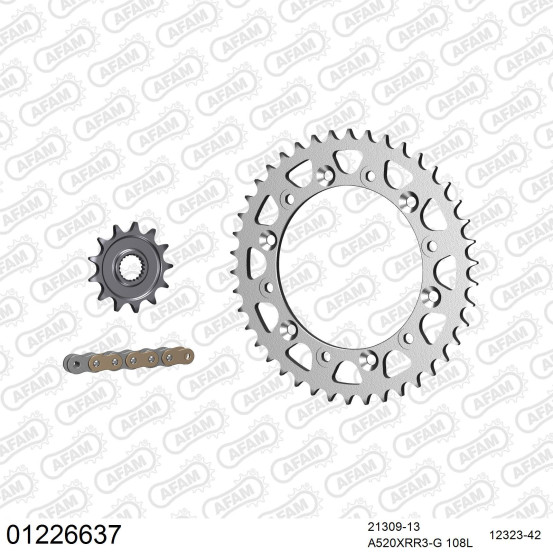Kit chaine 520 AFAM - Couronne acier - Type de chaine au choix - YAMAHA WR 250 X 2008-2015