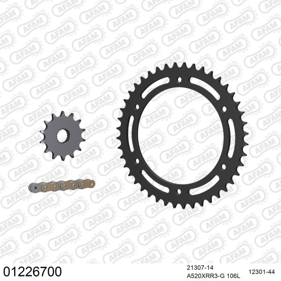 Kit chaine 520 AFAM - Couronne acier - Type de chaine au choix - YAMAHA TT 250 R 1993-1999