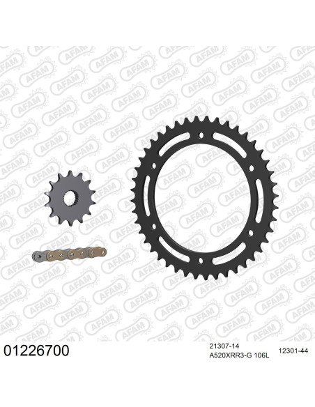 Kit chaine 520 AFAM - Couronne acier - Type de chaine au choix - YAMAHA TT 250 R 1993-1999