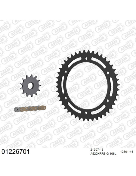 Kit chaine 520 AFAM - Couronne acier - Type de chaine au choix - YAMAHA TT 250 R 1999-2004